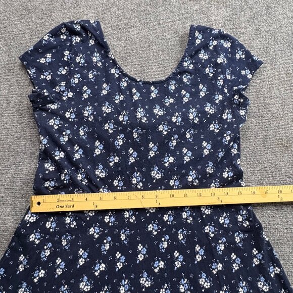 Aeropostale‎ Dress Womens L Navy Floral Knot Keyhole Detail Mid Thigh Beach - Picture 11 of 15